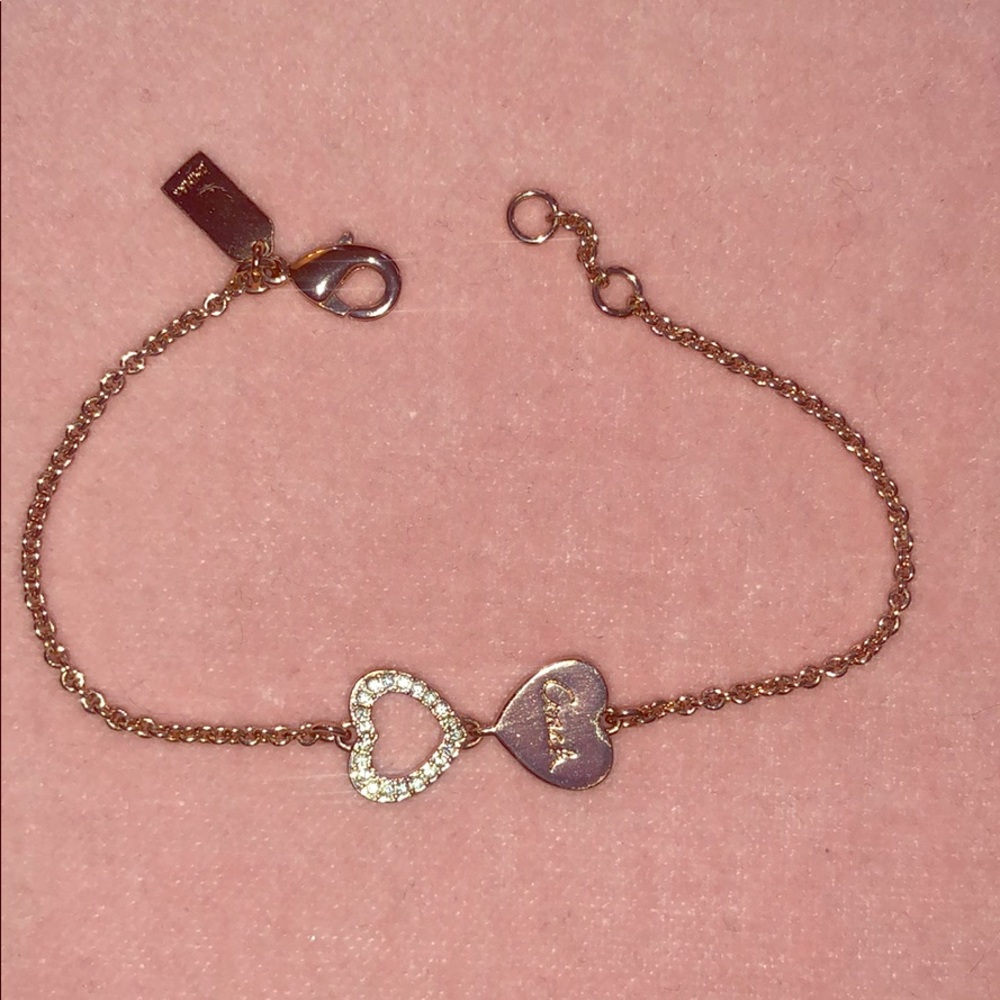 Coach friendship heart crystal rose gold bracelet